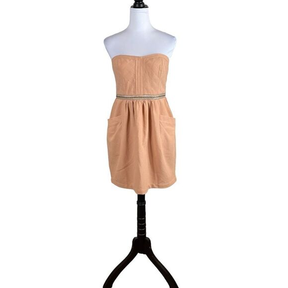 MM Couture Blush Beaded Waist Strapless Dress Size M, NWOT - Picture 4 of 7